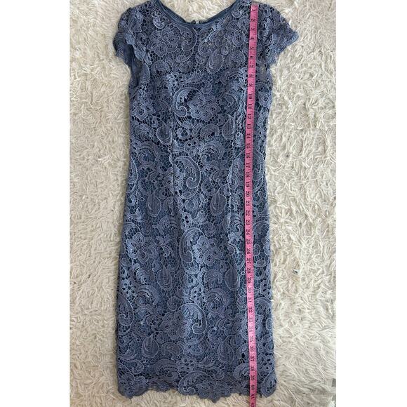J S Collections Womens Size 8 Periwinkle Blue Lace Overlay Sheath Dress #0381 - Picture 13 of 15